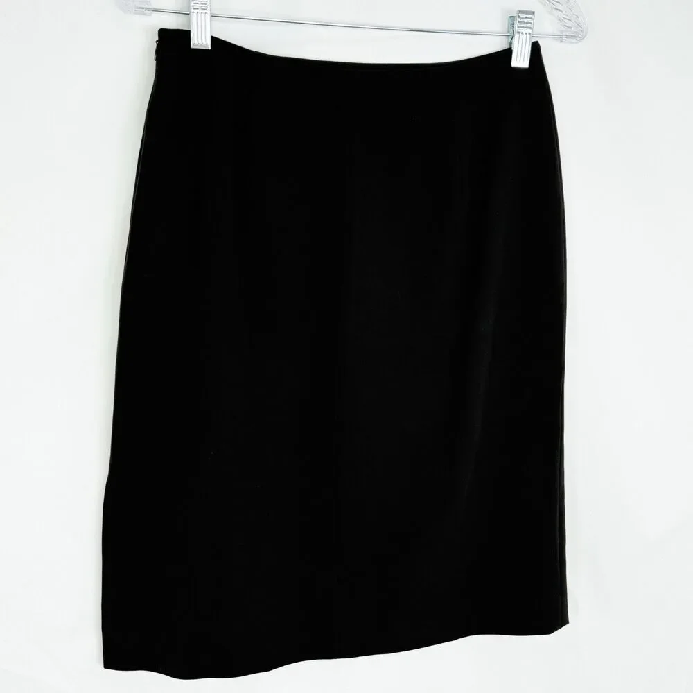 Jones New York Vintage Triacetate Pencil Straight Slit Career Skirt Size 8 Black